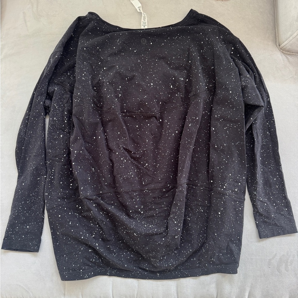 Lululemon athletica Back in Action Speckled Black Long Sleeve Top Women Size 4 - Picture 4 of 4